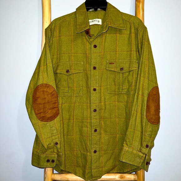 Orvis Other - ORVIS Flannel Shirt Button Up Long Sleeve Elbow Pads Patch Plaid